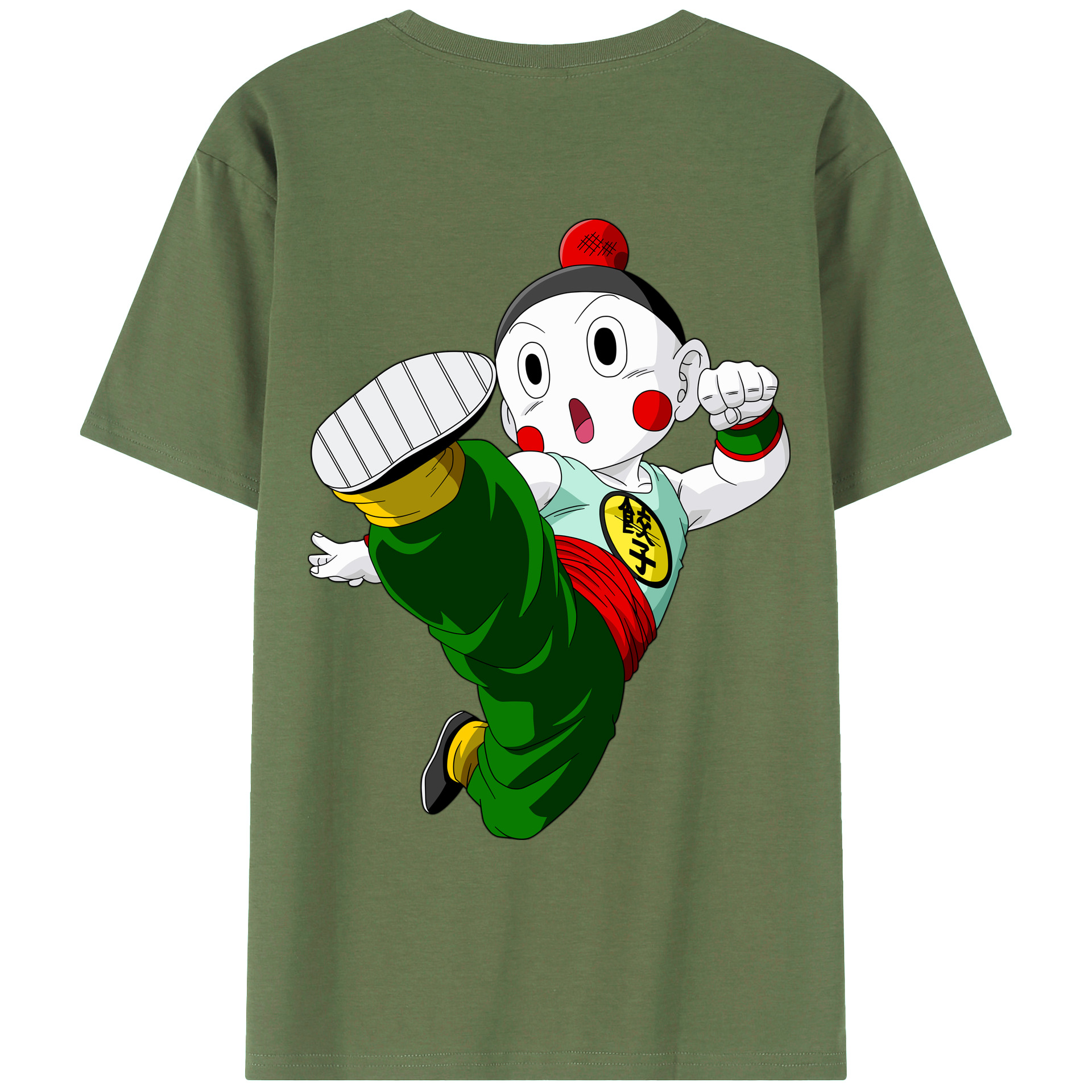 （画像用） ドラゴンボール 餃子（チャオズ）DRAGON BALL Chaoz 綿100％ メンズ半袖Tシャツ（バックプリント） 通気性